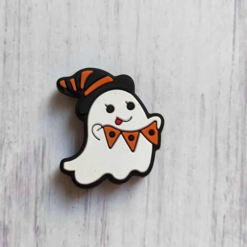 20pcs Halloween 3D Silicone Beads Stereo Ghost Shape For Jewelry Making DIY Pen KeyChain Necklace Accessories Silicone Beads