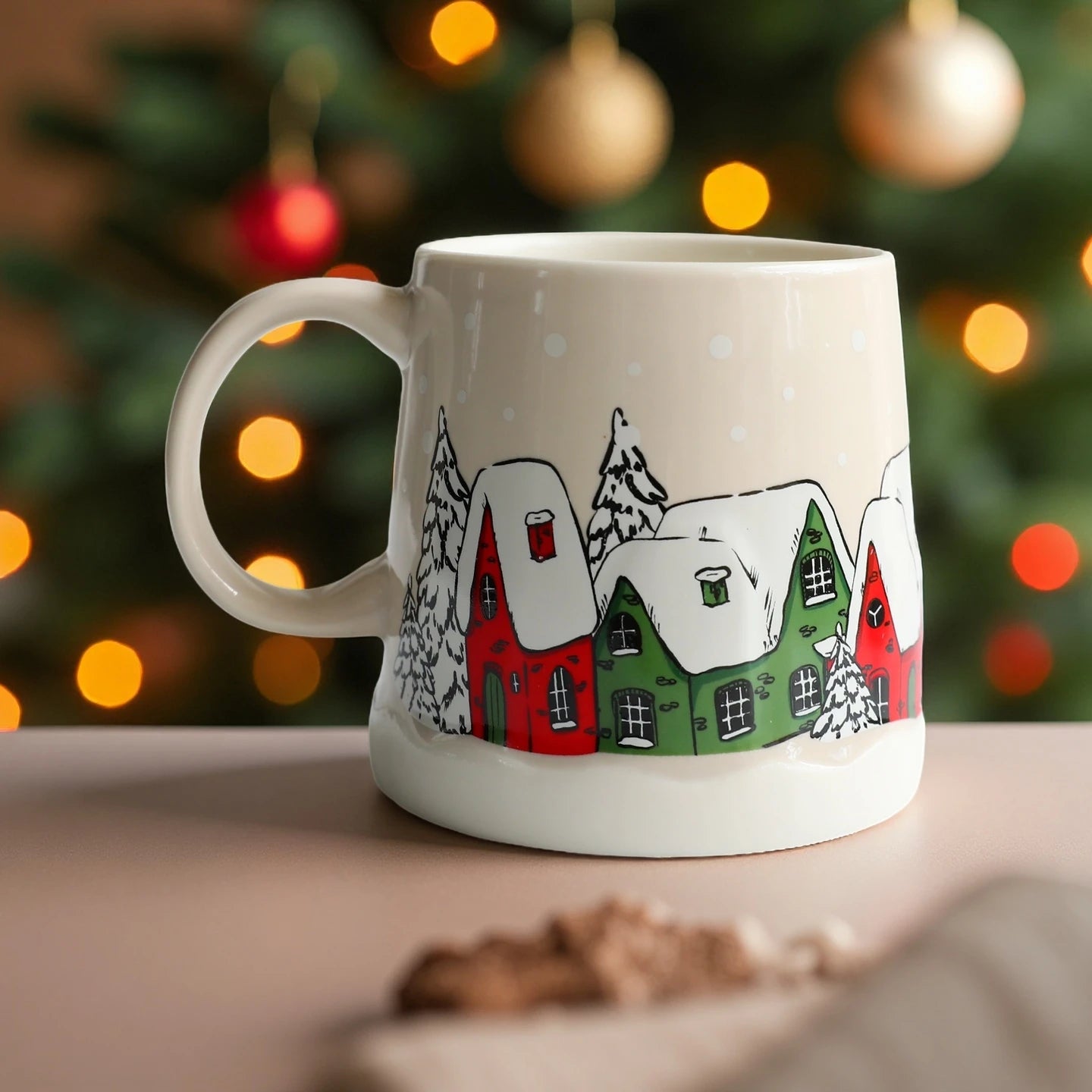 Creative Christmas Gift Idea - 350ML Adorable Ceramic Mug with Coaster Set for Coffee & Tea, High Aesthetic Home Office Cup