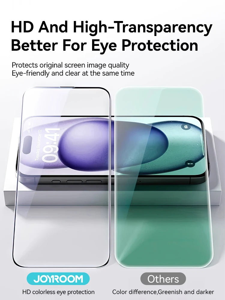 Joyroom 1/2/3pcs HD Anti-Blue Light Glass for iPhone 17 Pro Max Screen Protector Full Screen Eye Protection Tempered Glass