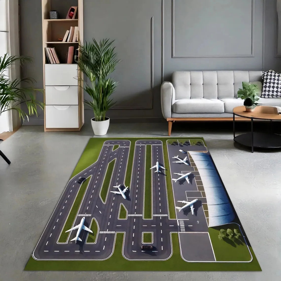 Kids Play Area Rugs Airport Overlooking Map Theme Carpet Living Room Decor Mans Cave Sofa Rug Bedroom Bedside Rug Christmas Gift