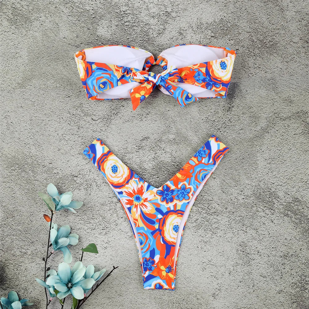 Micro Bikini Push Up Women Swimsuits 2024 Sexy Female Swimwear Brazilian Bikini Set Thong Biquini Swim Suits Print Beachwear