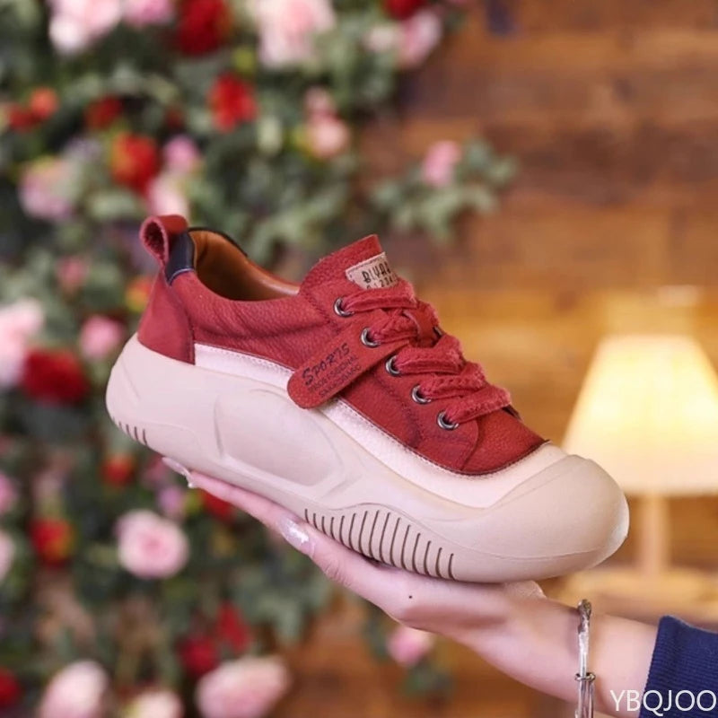 2025 Spring and Autumn New Versatile Thick Soled Retro Single Shoes Soft and Comfortable Height Boosting Women's Casual Shoes