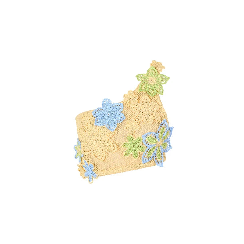 Sexy Beach Women's Set Beading Flower Crochet Crop Top Slim Maxi Skirt Female Suit 2025 Summer Hollow Out Knit Lady Dress Sets