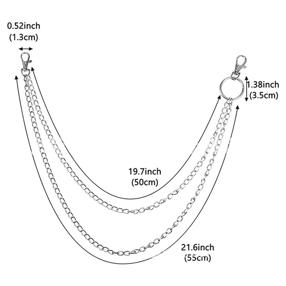Punk Multilayer Cuban Chain Waist Chain Rock Hip Hop Men Body Chain Pants Ornaments Hip Hop Jewelry Men Accessories