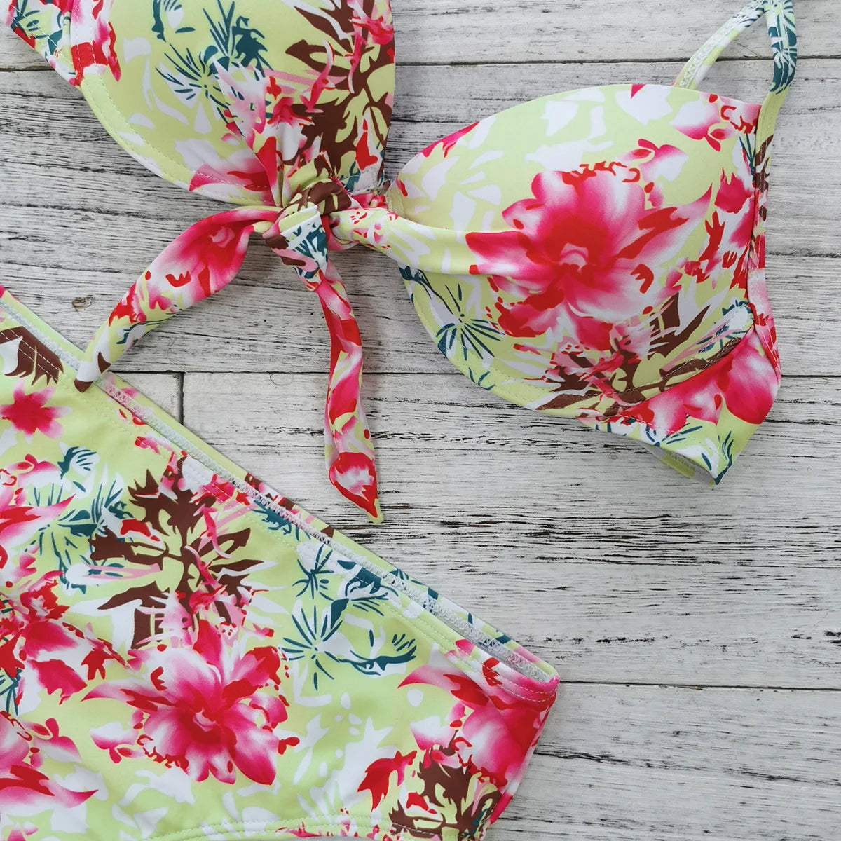 2024 Sexy Leaf Print Bikini Female Swimsuit Women Swimwear Thong Push Up Bikinis Set High Waist Swimming Suits for Bathing Suit