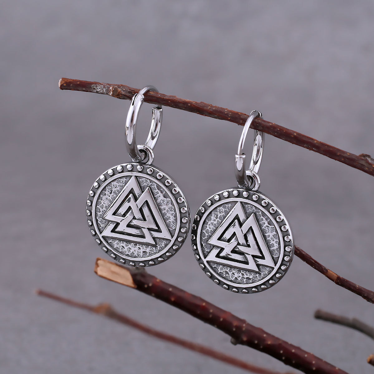 Vintage Forest Moon Drop Earrings For Men Stainless Steel Fashion Tree Plant Hip Hop Biker Earrings Punk Simple Jewelry As Gift