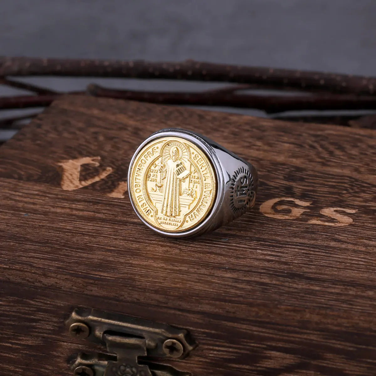 316L Stainless Steel Catholic St. Benedict Ring Classic Fashion Cross CSPB Accessories Religious Jesus Exorcist Jewelry Gift