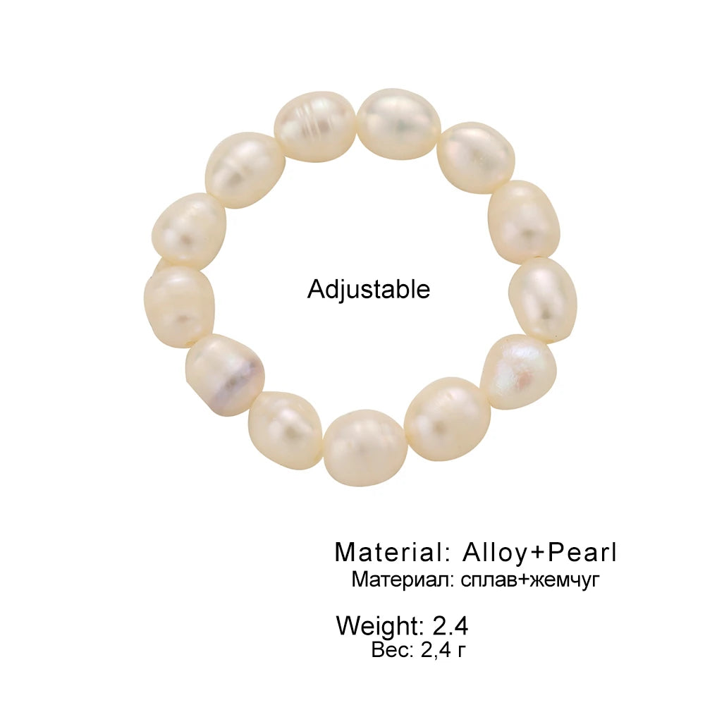 Fashion Elegant Beaded Pearl Rings Imitation Pearl Geometric Rings for Women Continuous Circle Minimalist Ring 2022 New