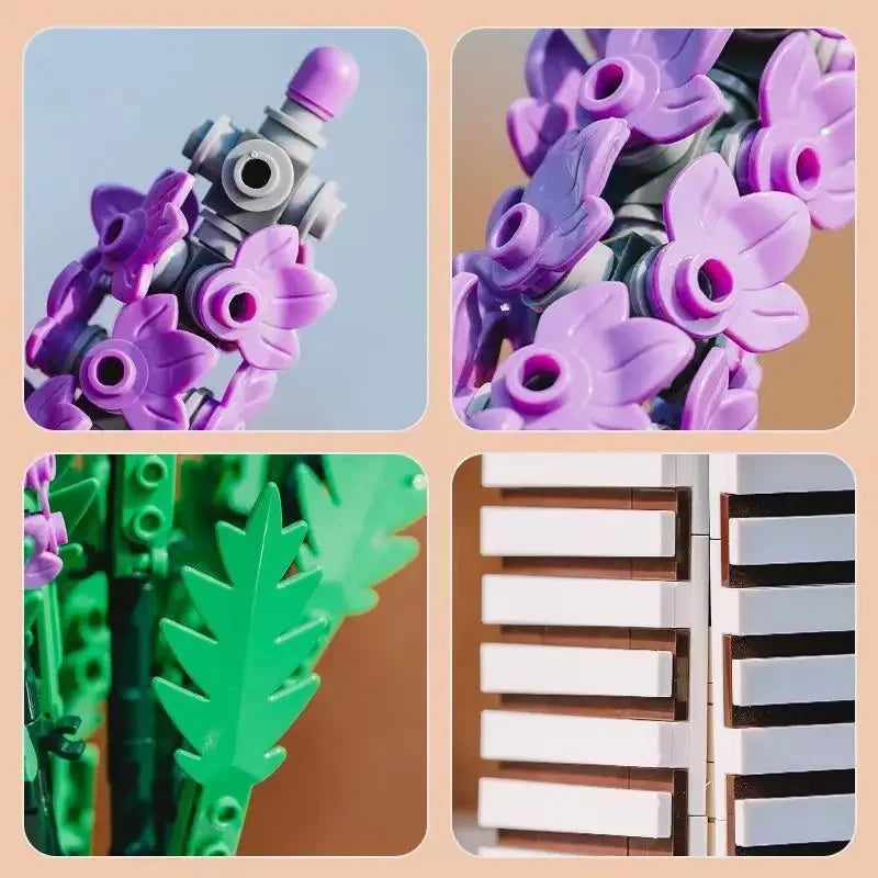 Creativity Flower 1204PCS Lavender Building Blocks Home Decoration Desktop Ornament Bricks Toys for Children's Christmas Gift