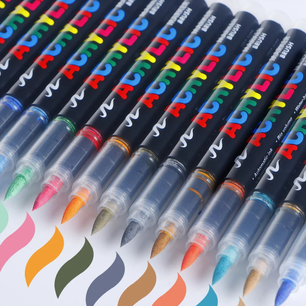 60/72/120/168 Color Acrylic Paint Pen Marker Brush Tip Paint Marker For Rock Painting Wood Canvas Stone Christmas Gift DIY Craft