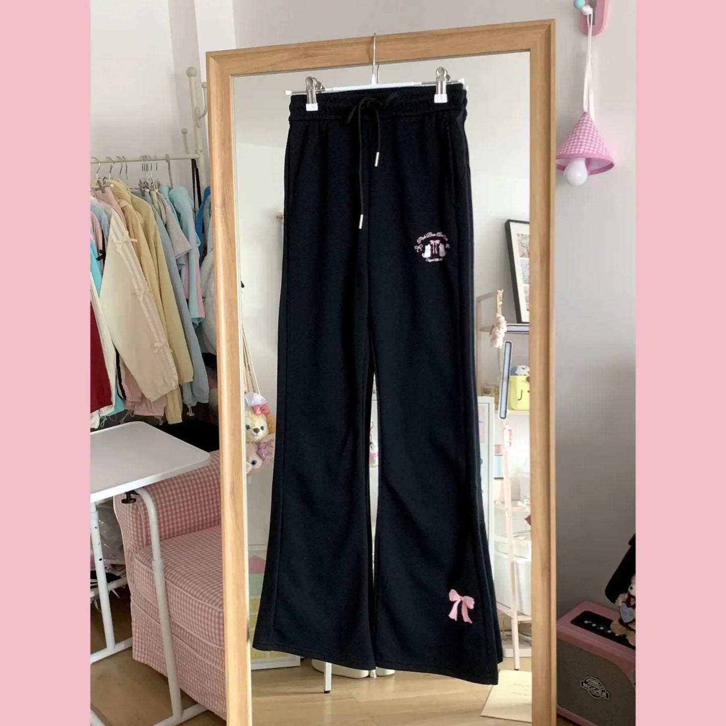 Sweet Girl Cute Straight Pants Spring New Casual All Match Sports Sweatpants Elastic Waist Cartoon Y2k Aesthetic Women Pants