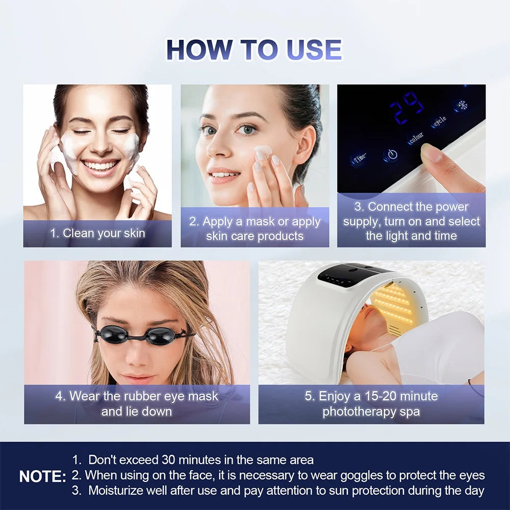 Photon LED Face Mask 7 Colors Nano Spray Beauty Machine Deep Moisturize Skin Care Home Use LED Beauty Mask