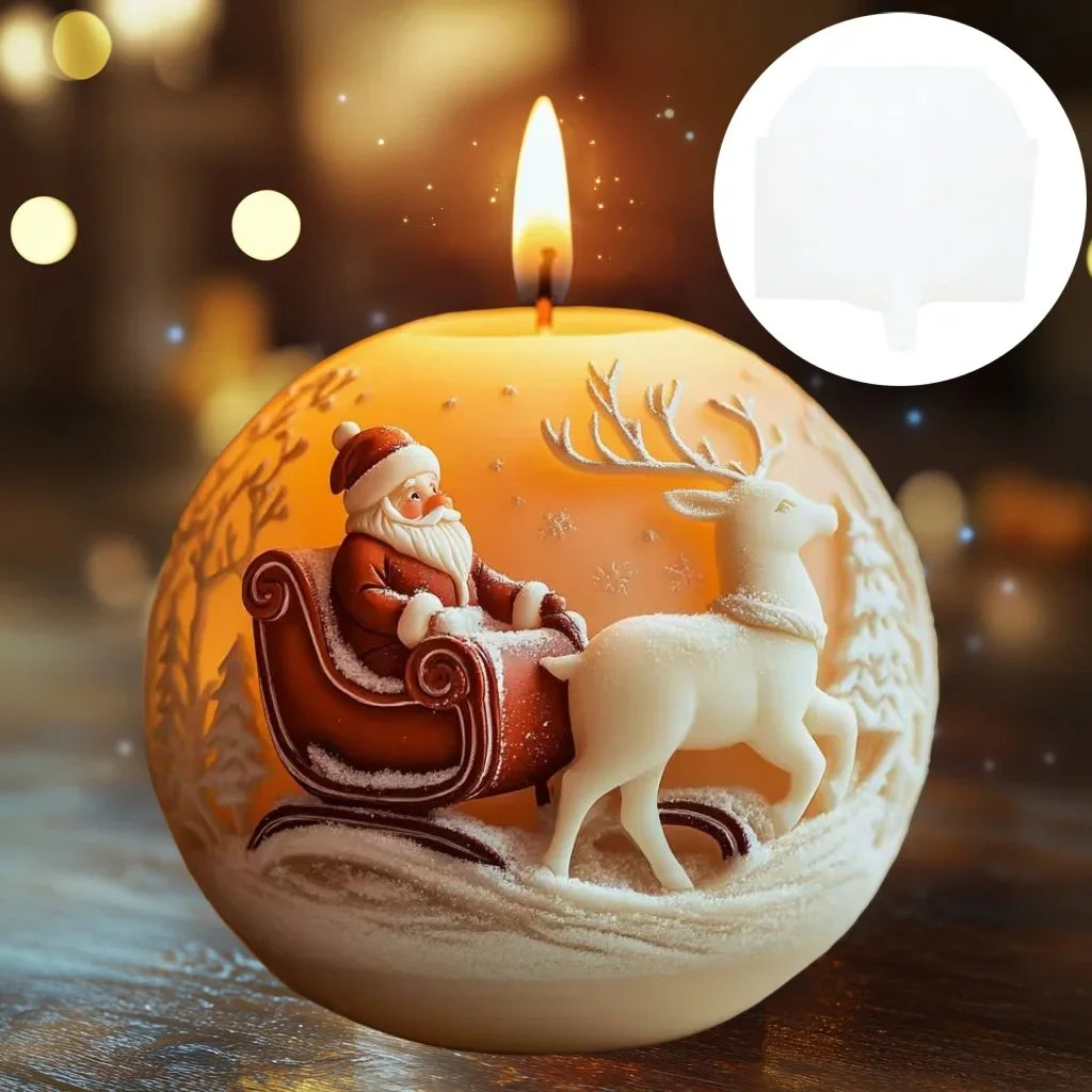 Santa Spherical Scented Candle Silicone Mold Wear Hat Santa Spherical Resin Mould Santa Relief Plaster Molds Christmas Gift