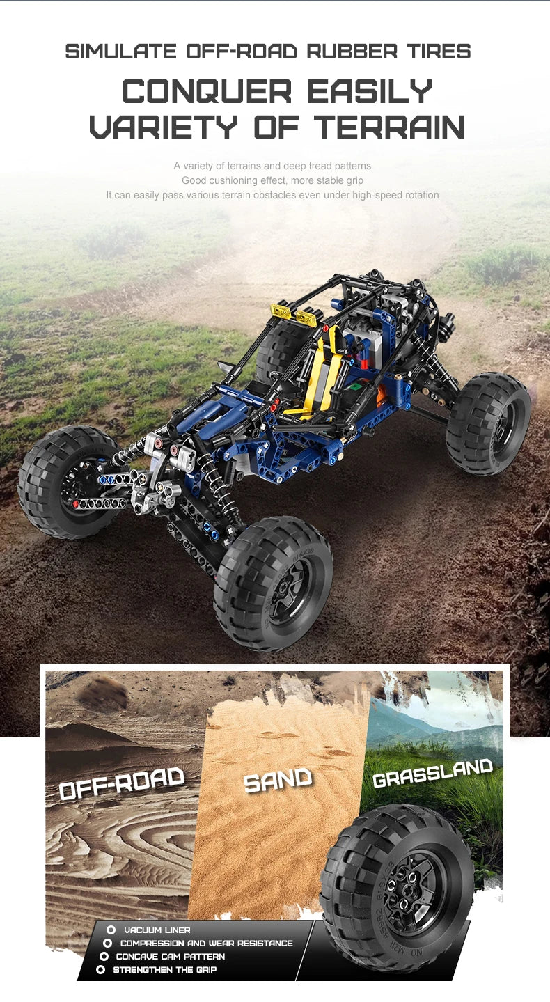 Mould King 18018 Technical Car Toys The RC MOC-3028 Blue Lightning Buggy Building Block Assembly Car Brick Kids Christmas Gift