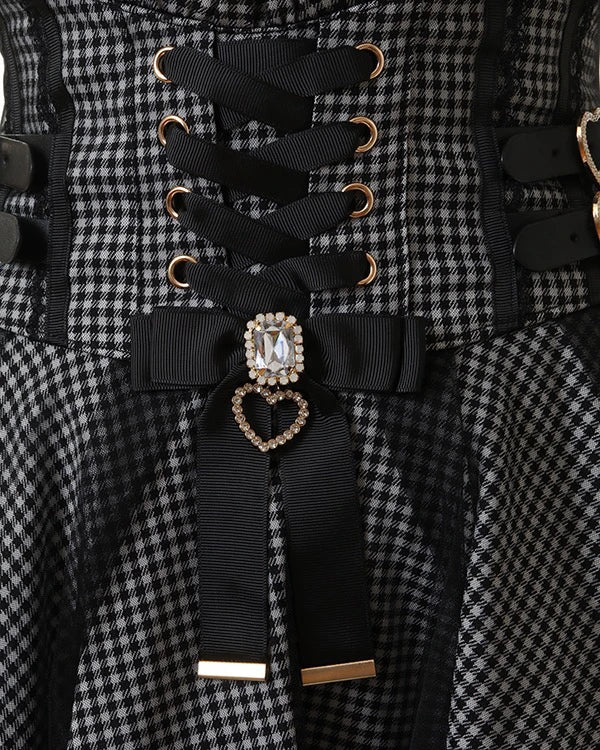 Japanese Liz New Summer Lace Edge Leather Ring High Waist Pleated Skirt Ribbon Bow All-match Short Skirts Big Bow Lolita Blouses