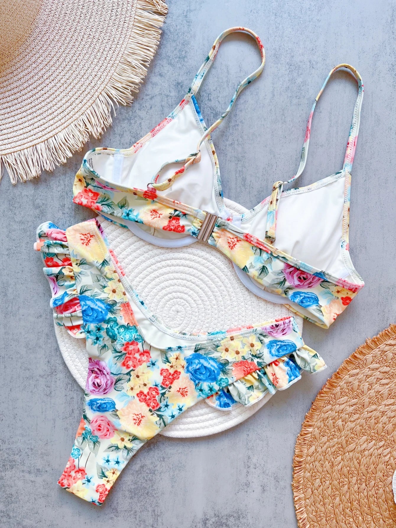 Flowers Printed Brazilian Underwired Bikini Female Swimsuit Women Swimwear Two-pieces Bikini set Bather Bathing Suit Swim