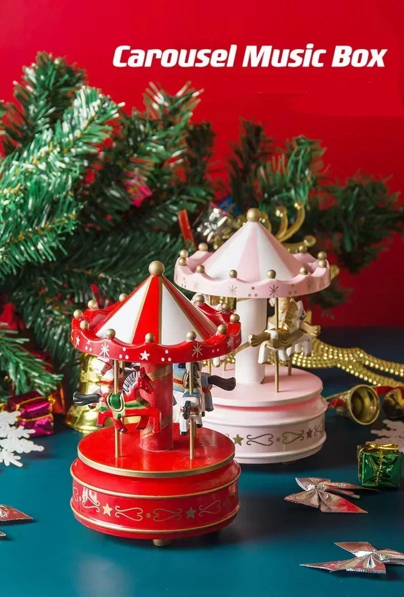 Christmas Decoration Ornaments Carousel Octave Box Music Box Birthday Gifts for Kids New Year Decorations Home Christmas Gift