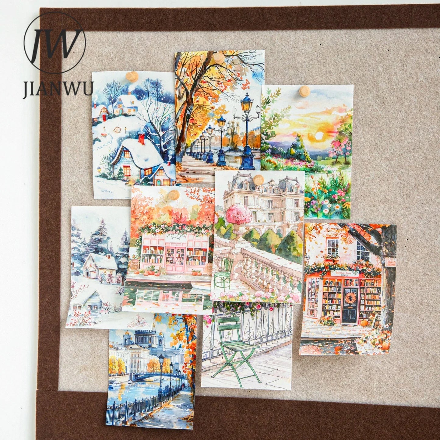 JIANWU 80mm*200cm Road View Series Vintage Travel Flower Landscape Material Collage Washi Tape Creative DIY Journal Stationery