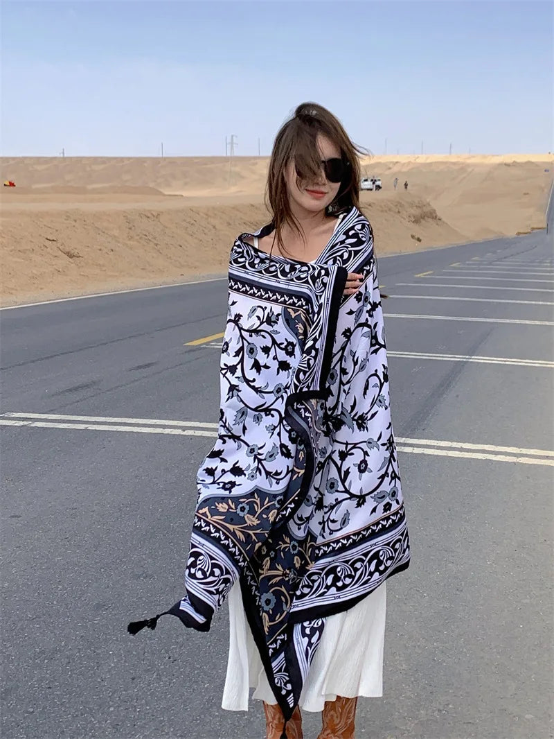 Travel Beach Sunscreen Scarves for Women Bikini Large Sarong Wrap Scarf Brazilian Swimsuit Bathing Cover-ups 17 Styles 90x180cm