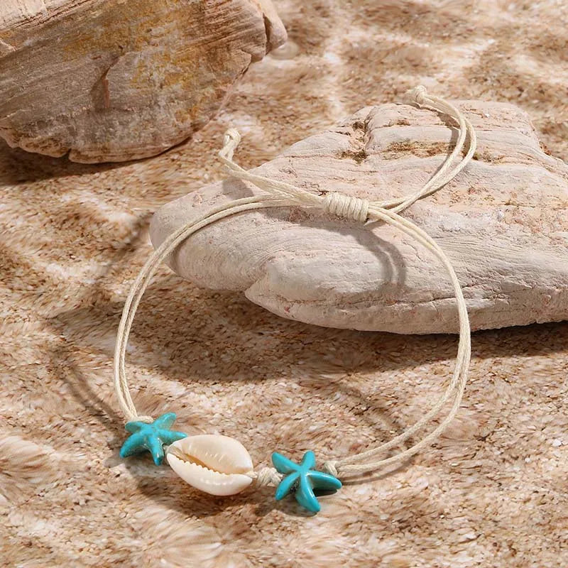 Bohemian Imitation Natural Shell Sea Turtle Starfish Pendant Bracelet For Women Fashion Beach Bracelets Birthday Jewelry Gifts