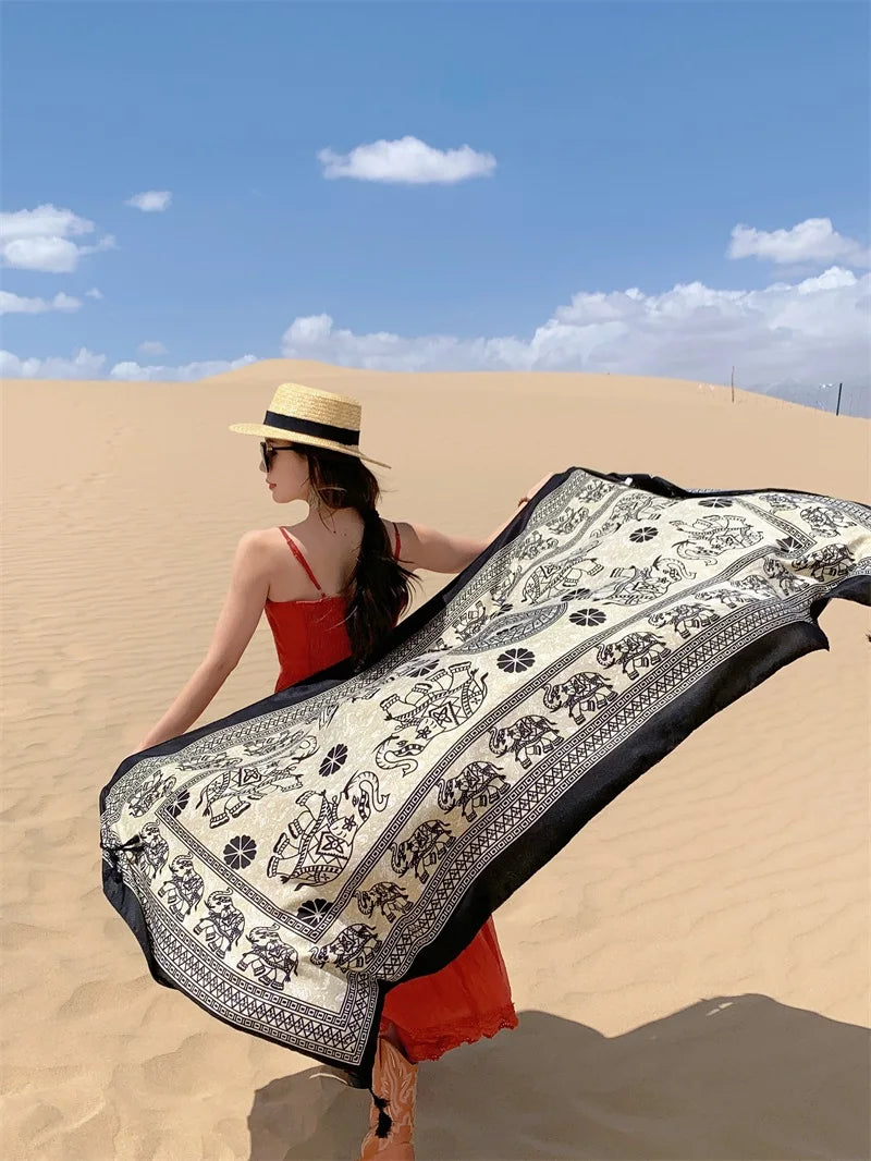 Travel Beach Sunscreen Scarves for Women Bikini Large Sarong Wrap Scarf Brazilian Swimsuit Bathing Cover-ups 17 Styles 90x180cm