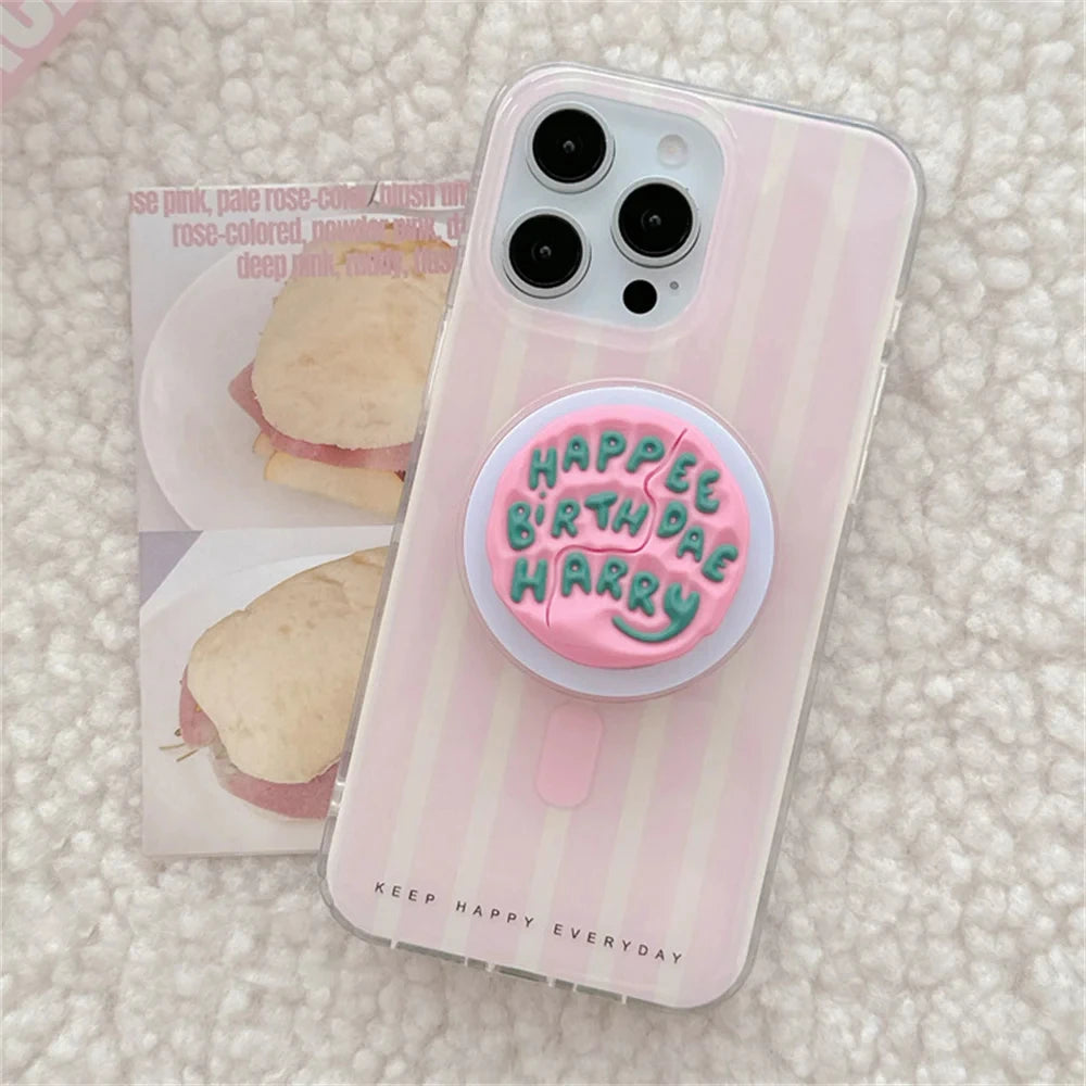 INS Cute English Letter Pink Magnetic Holder Grip Tok Phone Stand Support for IPhone 17 16 for Pad Magsafe Smart Tok Bracket