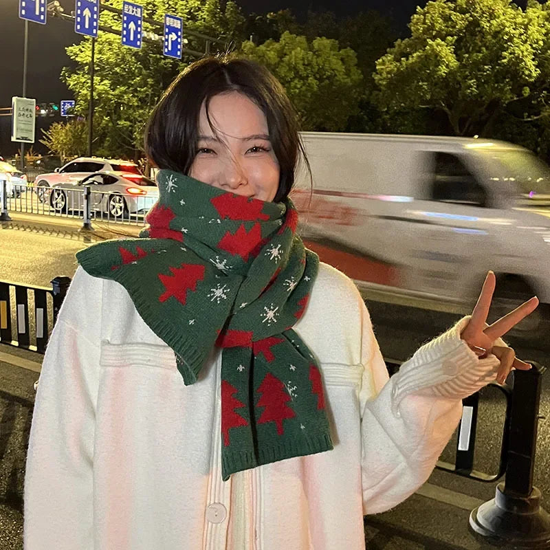 fashionable Christmas Tree scarf warm shawl Christmas scarf student couple Christmas gift 2026 Winter Warm Neck Protection Scarf