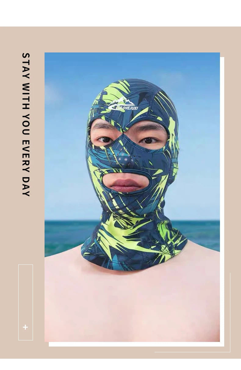 Summer Sun Protection Swimming Mask Flowers Balaclava Swim Cap Sun UV Protection Breathable Swim Cap for Women Men