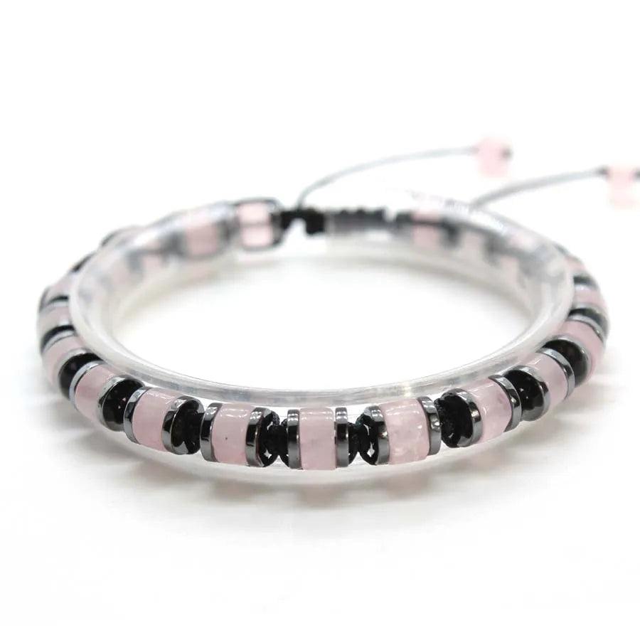 Handmade Braided Crystal Stone Bracelets For Couple Natural Amethyst Tourmaline Rope Macrame Adjustable Women Bracelet Jewelry