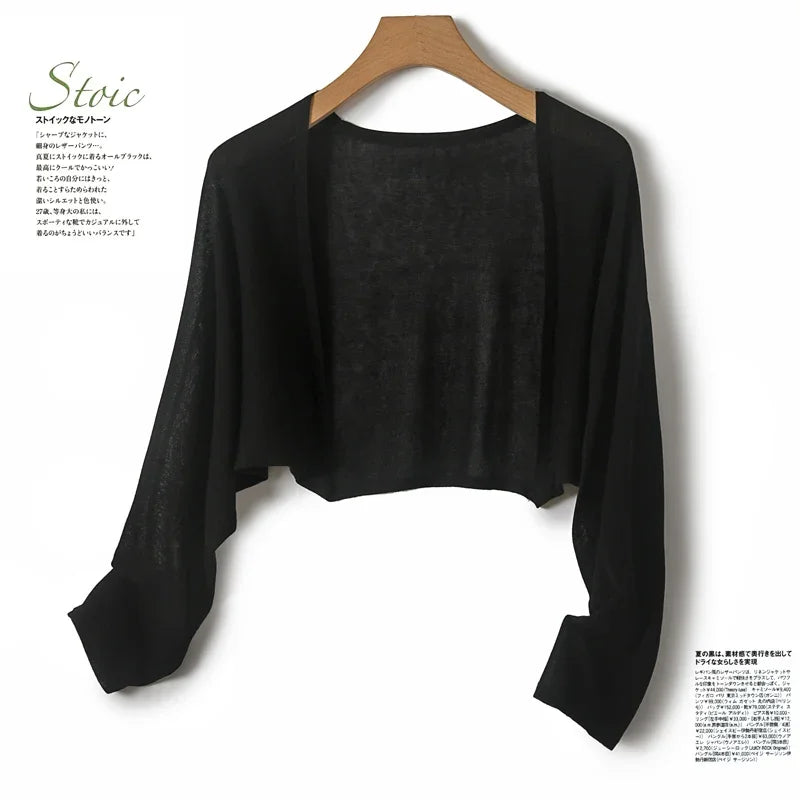 Ice Silk Sun Protection Cover Ups Women Long Sleeve Knitted Shawl Thin Summer Relax Cardigan Cape Outerwear Shirt Loose Freesize