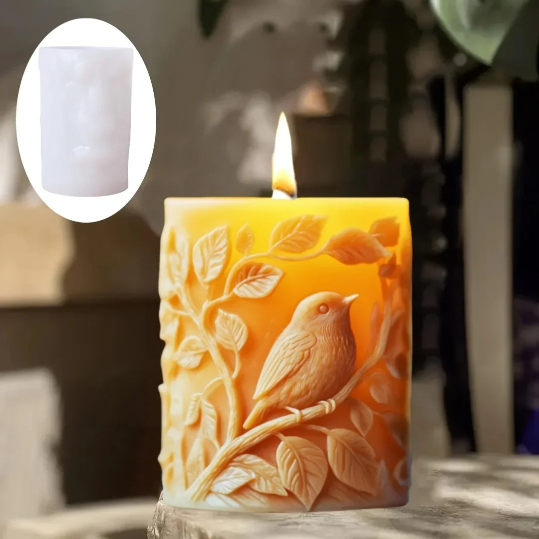 DIY elk relief cylindrical candle silicone mold sika deer flower relief resin mould Forest sika deer gypsum molds Christmas gift