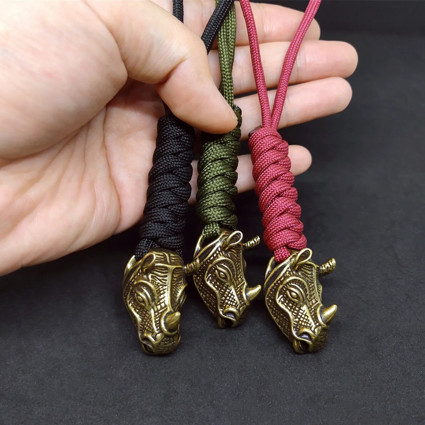 Rhino Avatar Retro Brass Ornaments Men's and Women's Key Ring Gifts Bag Knife Rope Pendant Crafts Accessories Handmade Keychain
