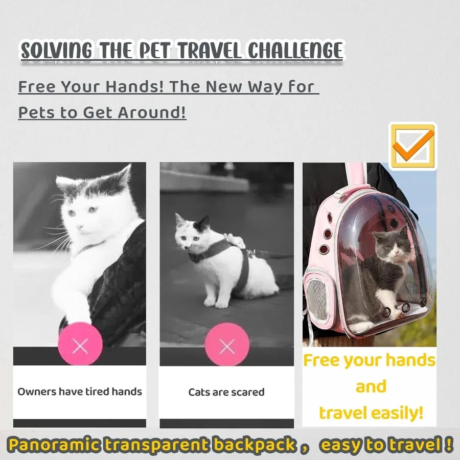 Pink Transparent Waterproof Cat Backpack Carrier with Bubble Design for Outdoor Travel HardSided Pet Carrier Suitable for Cats