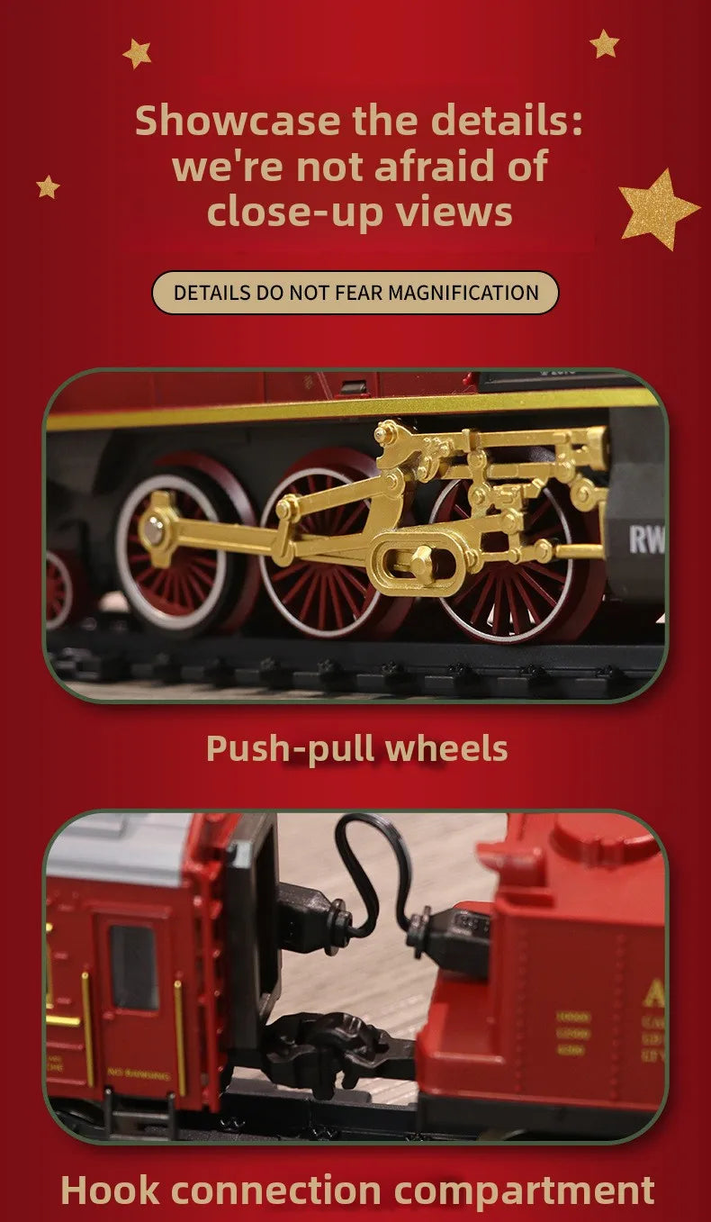 Classical Christmas Remote Control Train Toy Steam Track Sound and Light Christmas Gift Toy