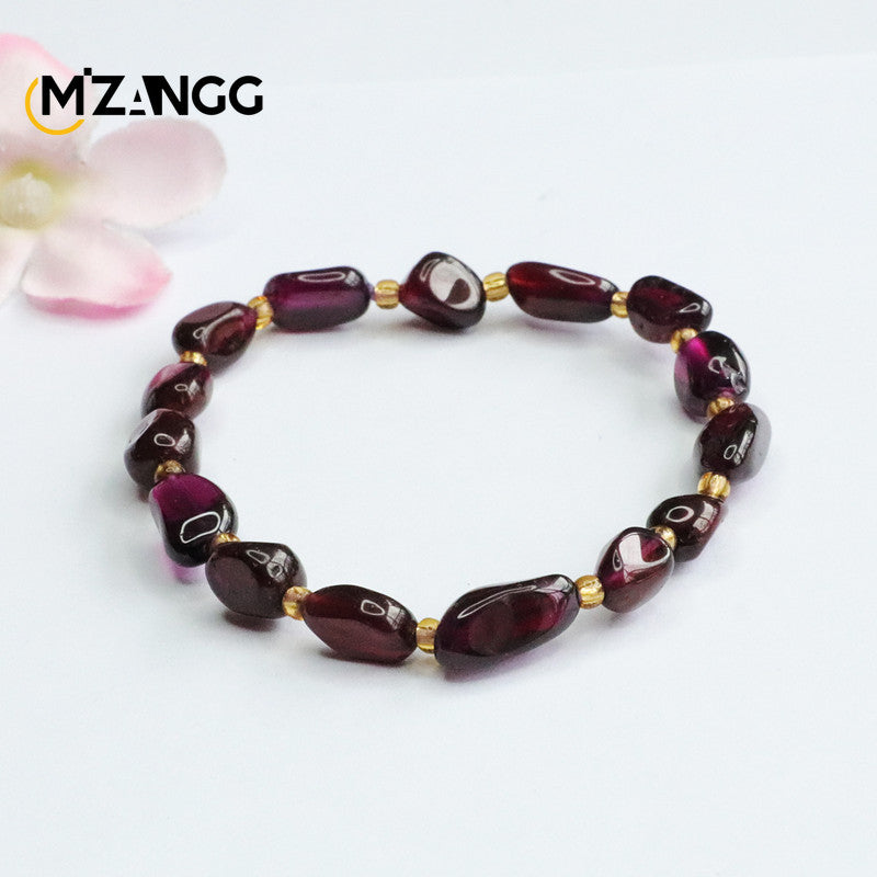 Natural Garnet Bracelet Purple Tooth Black Lady Color Jewel String Fashion Charm Crystal Healing Energy Stone Holiday Gift