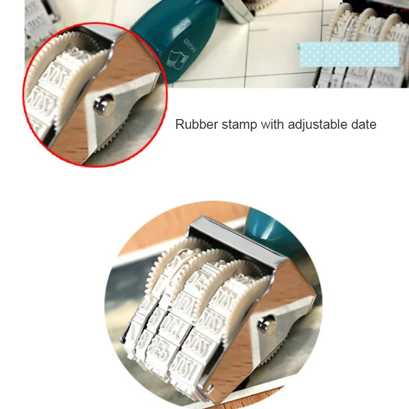 Fromthenon Cute Date Stamp Planner Stamps Bussiness Rubber Stamp with Adjustable Date Diary School Supplies Office Stationery