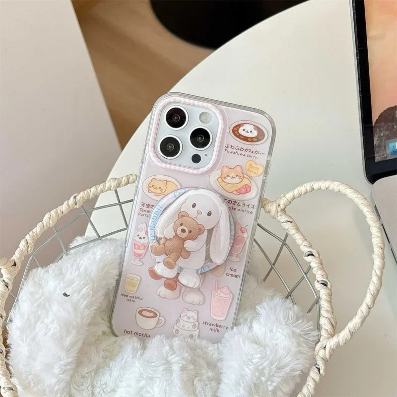Korean Cute Cartoon Rabbit Magnetic Holder Grip Tok Griptok Phone Stand Holder Support for IPhone 17 for Pad Magsafe Smart Tok