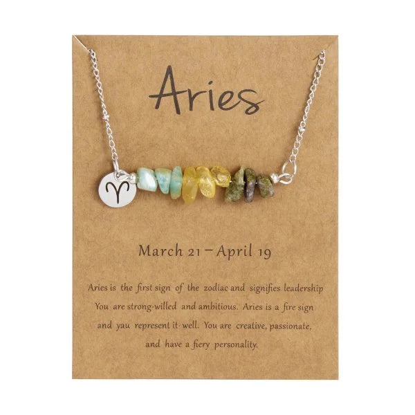 Stainless Steel 12 Zodiac Signs Constellation Charm Natural Crushed Stone Beaded Necklace for Men Women Couples Choker Virgo