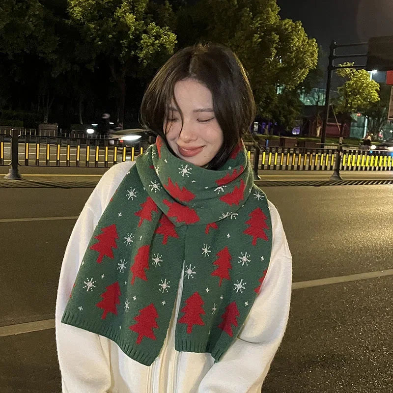 fashionable Christmas Tree scarf warm shawl Christmas scarf student couple Christmas gift 2026 Winter Warm Neck Protection Scarf