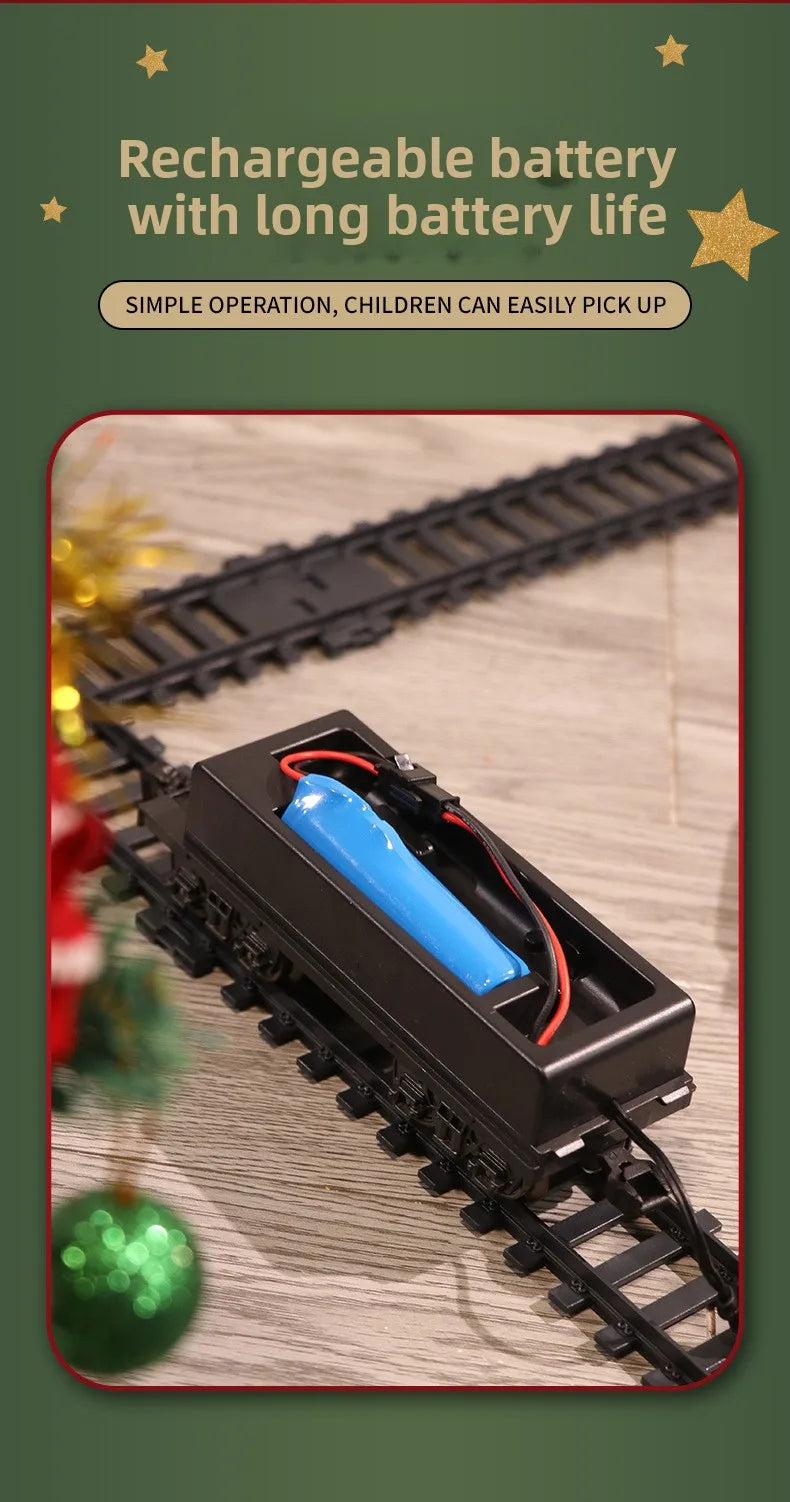 Classical Christmas Remote Control Train Toy Steam Track Sound and Light Christmas Gift Toy