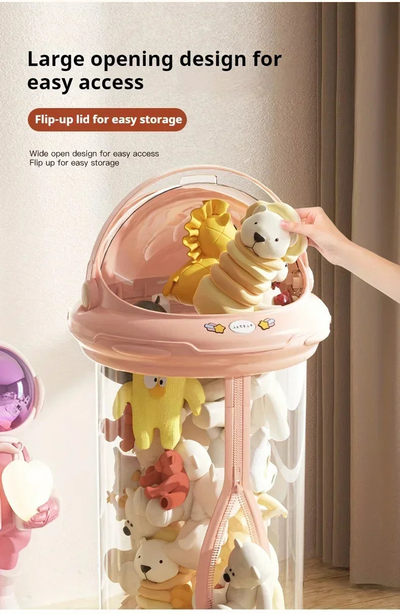 Astronaut Doll Storage Box Children's Plush Toys Storage Boxes Transparent Plastic Stuffed Home Storages Organization Zipper Bin
