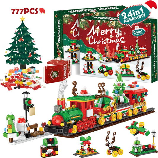 Christmas Advent Calendar Gift Box DIY Christmas Train Tree for Kids 24Days Countdown Calendar Box Surprise Party Christmas Gift