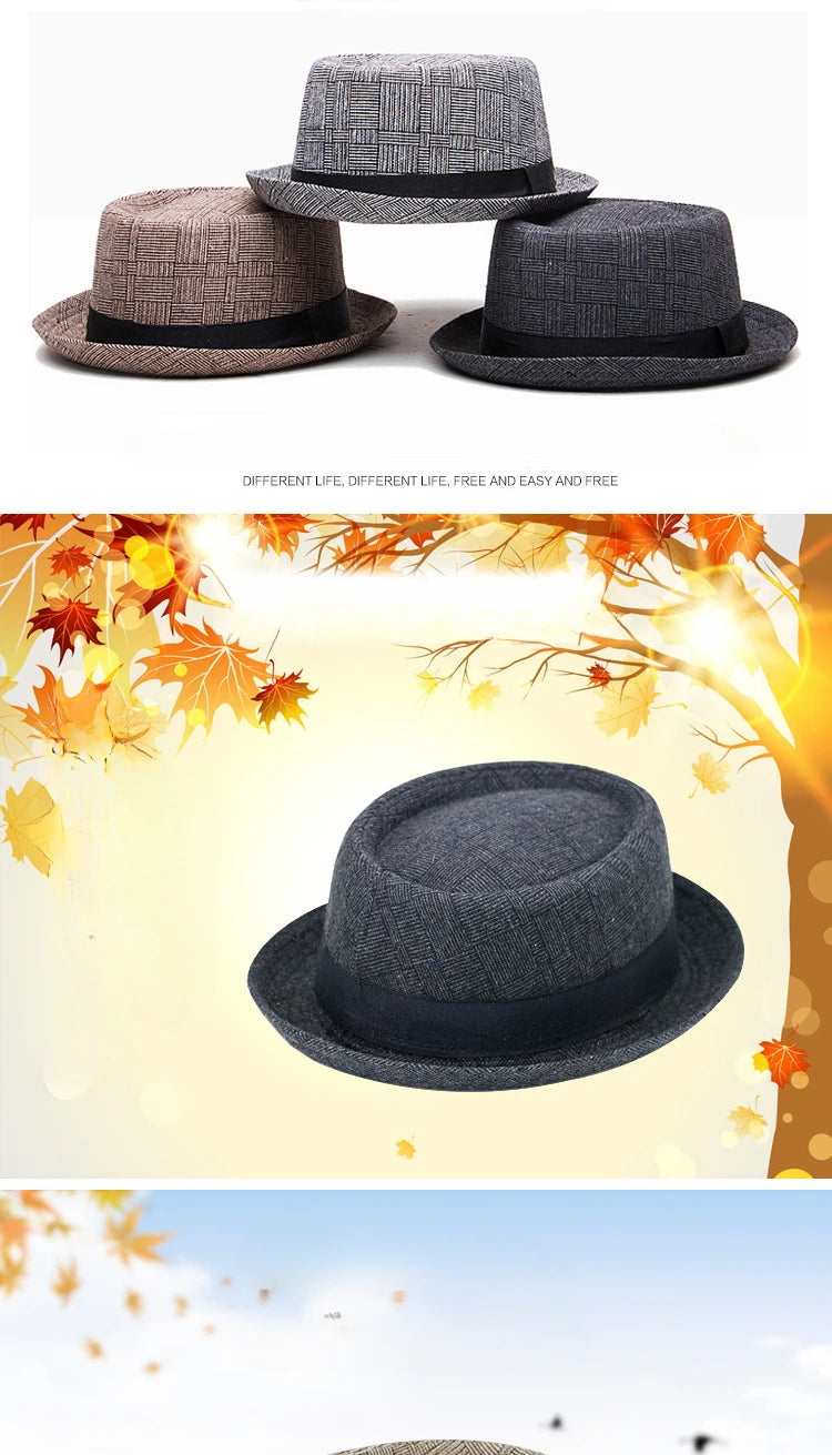 Cotton Sun Protection Top Hat for Men Simple and Retro Jazz Hat Outdoor Hip-hop Street Dance Hat