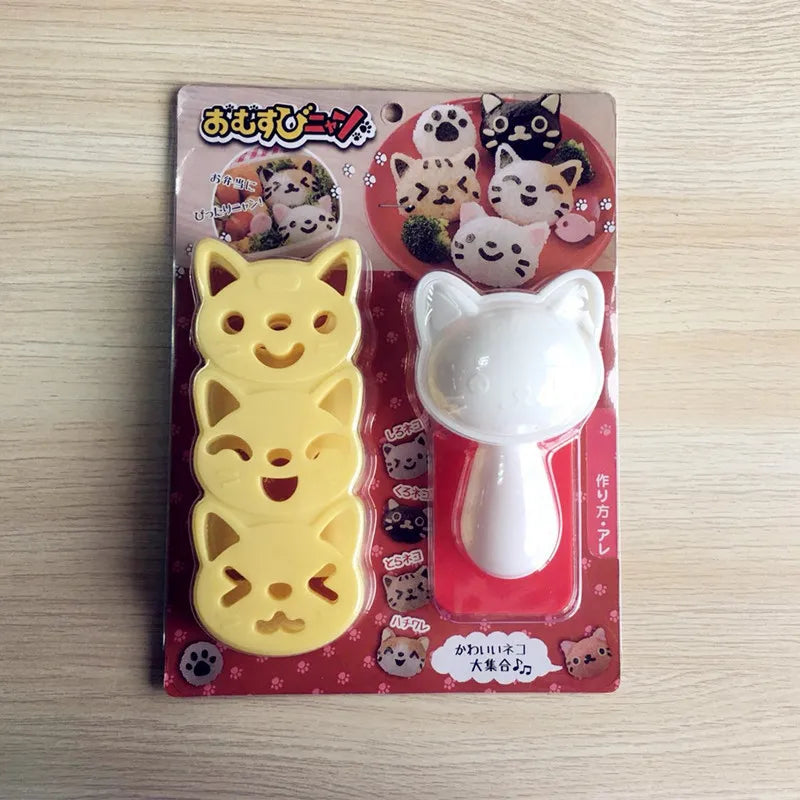 1 Set Lovely  Smile Cat Sushi Rice Mold Decor Cutter Sandwich Creative DIY Tool Rice Ball Christmas Tree Halloween Pumpkin Molds