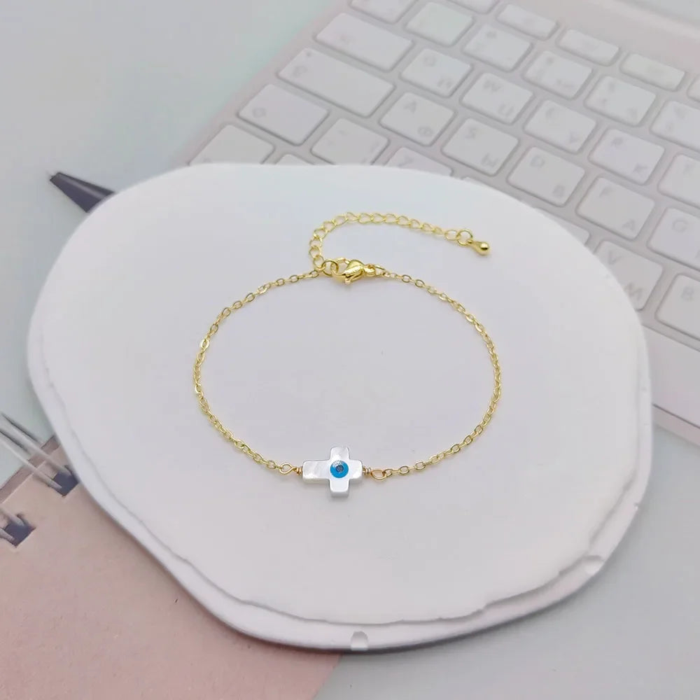 CCGOOD Boho Jewelry Turkish Evil Eye Summer Bracelets for Women Hamsa Hand Fatima Cross Bracelet Protection Chain Pulseras