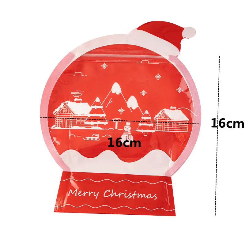 LBSISI Life 25pcs Ball Shape Christmas Gift Bag For Candy Chocolate Cookie Nougat Biscuit Packing Gift Tree Santa Zipper Bags