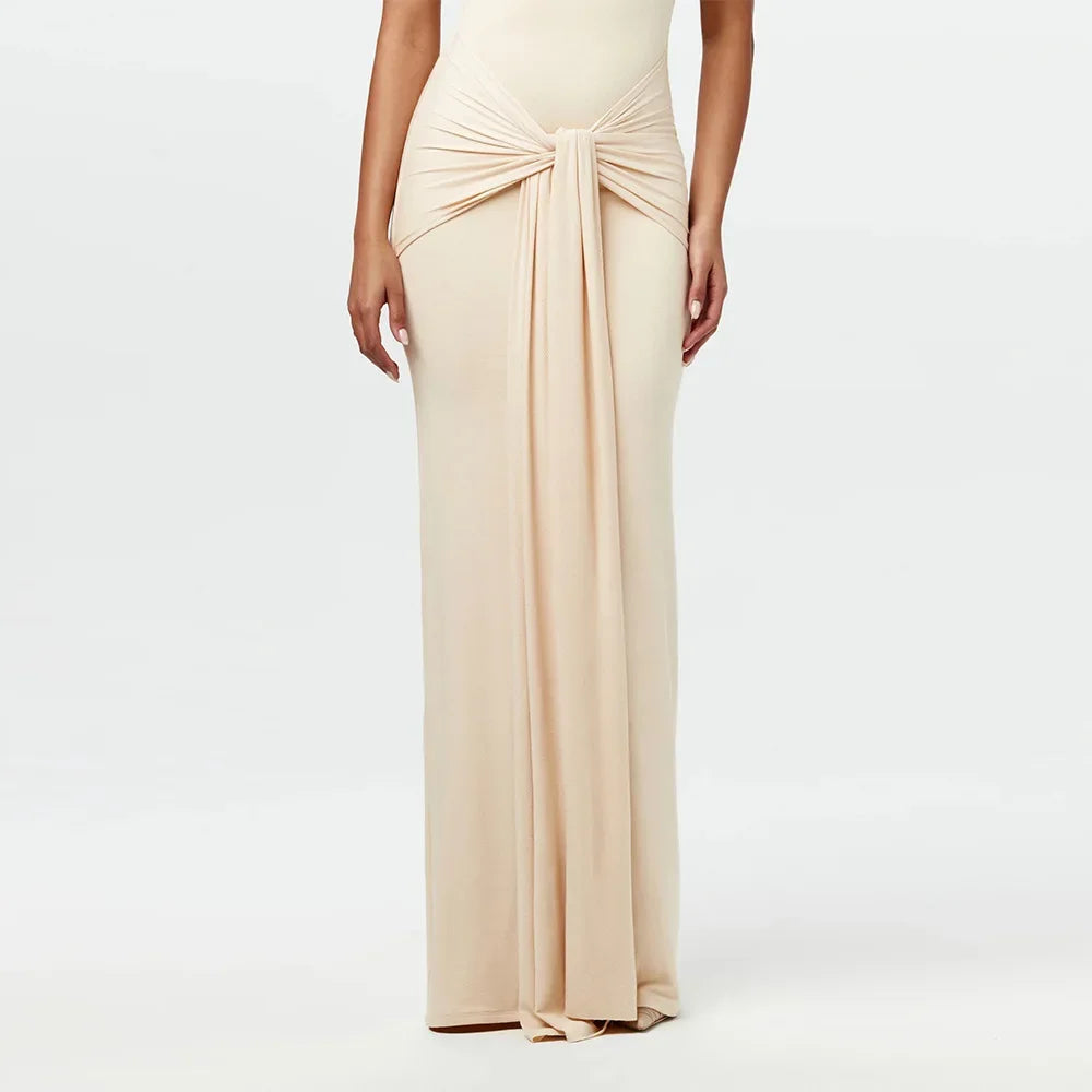 Slim Fit Wrap around Midriff Baring Sleeveless round Neck Dress for Women in Autumn And Winter Pure Color with Belt Detail