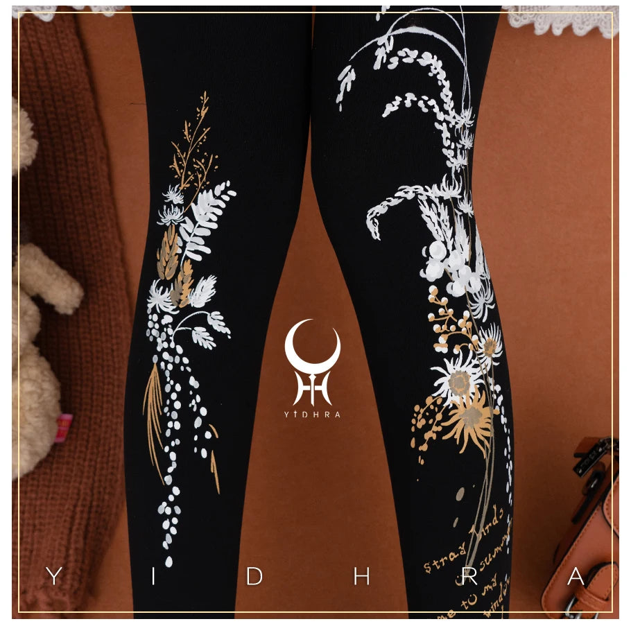Lolita Classic Print Spring and Summer Lace Stockings Black White Mesh Tights Women Pantyhose Sexy Cosplay Leggings For Girls