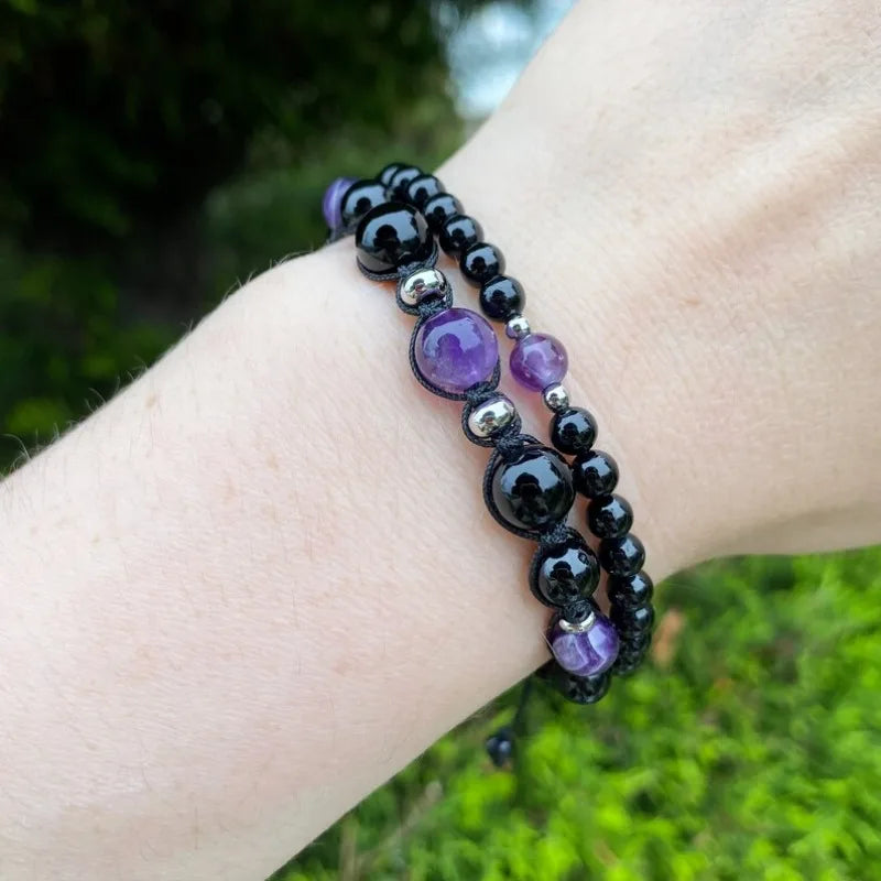 Black tourmaline amethyst bracelet