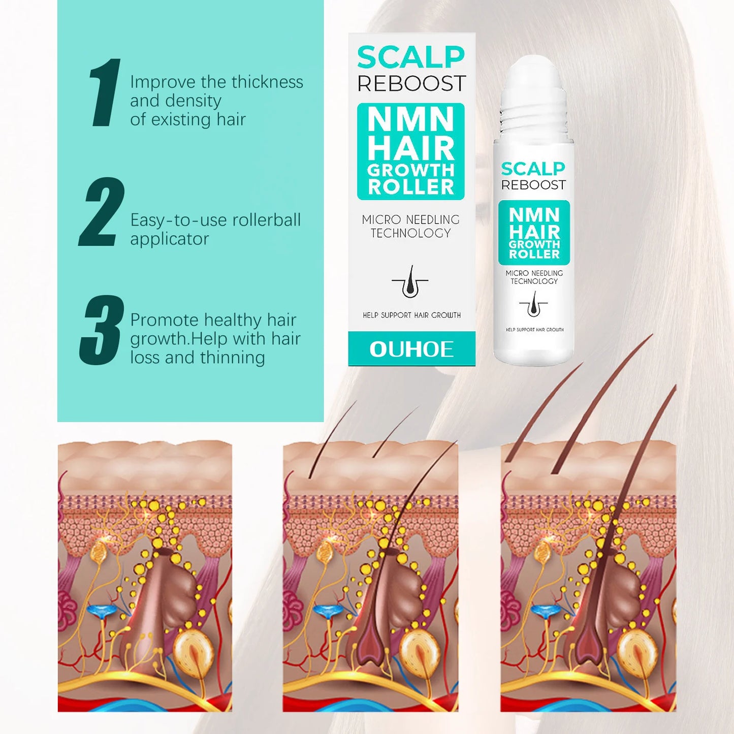 Dense Hair Ball Essence Thick Hair Root Strong Hairline Firm Hair Prevent Hair Loss Hair Care Serum Oil Hair Growth Roller